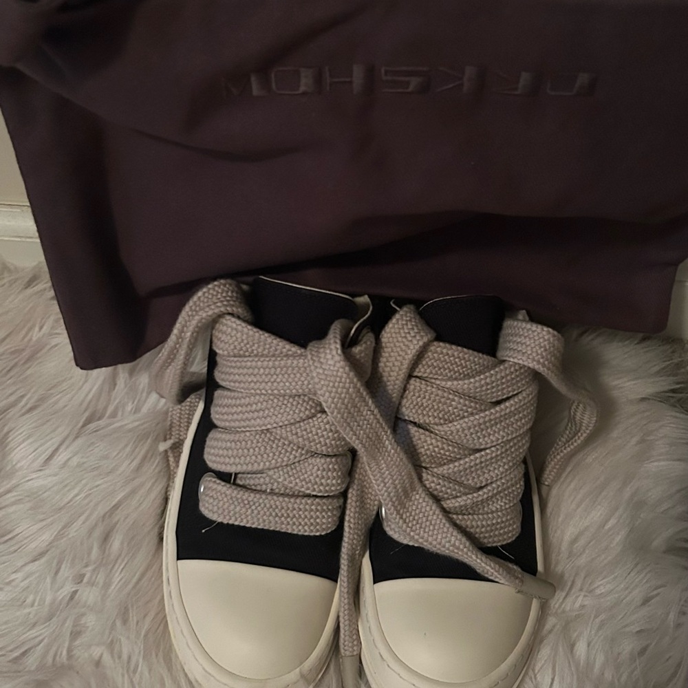 Rick Owens Black and Cream Sneakers